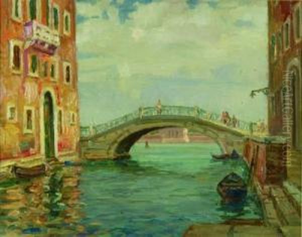 Ponte A Venezia E Rio Dei Mendicanti Oil Painting by Francesco Mennyey