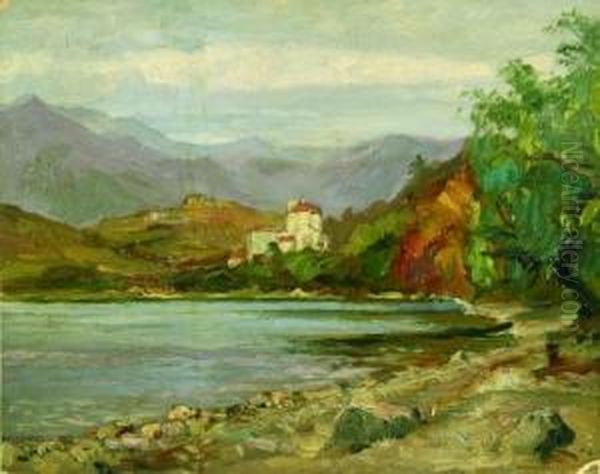 Il Lago Di Avigliana Oil Painting by Francesco Mennyey