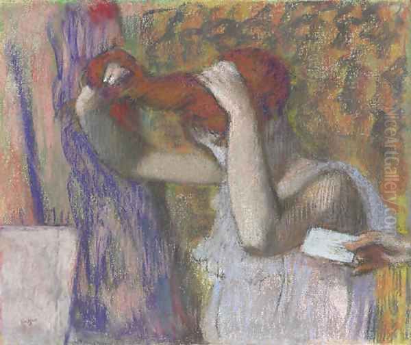 Femme se coiffant, la lettre Oil Painting by Edgar Degas