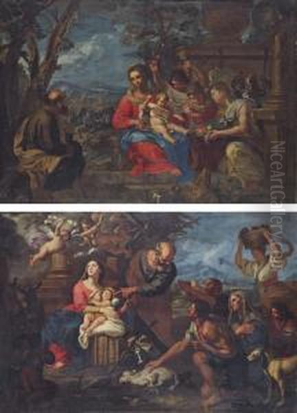 The Nativity; And The Adoration Of The Shepherds Oil Painting by Giovanni Battista Merano