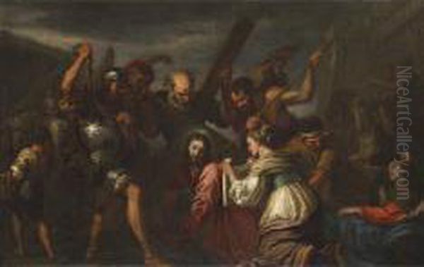 Gesu Incontra Veronica Nella Salita Al Calvario Oil Painting by Giovanni Battista Merano