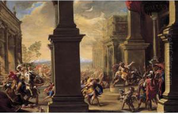 Ratto Delle Sabine Oil Painting by Giovanni Battista Merano