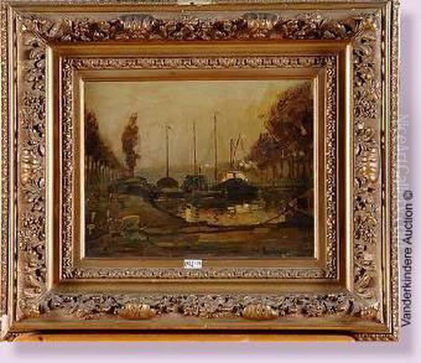 Coin De Port Oil Painting by Jules Merckaert