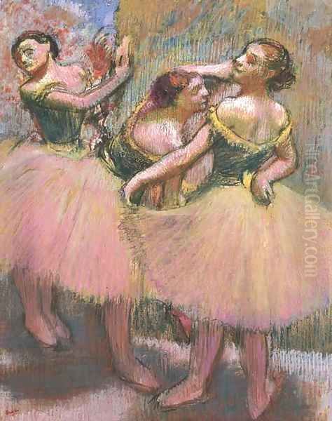 Trois danseuses (corsages verts) Oil Painting by Edgar Degas