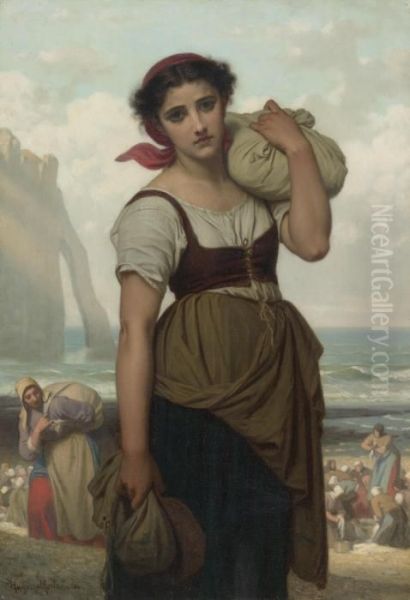 Laveuse D'etretat Oil Painting by Hugues Merle