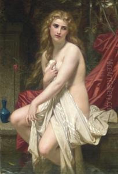 Susannah At Her Bath Oil Painting by Hugues Merle