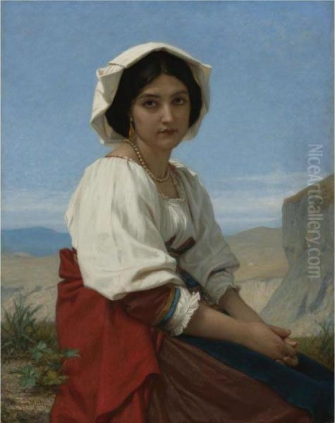 Italian Girl Oil Painting by Hugues Merle