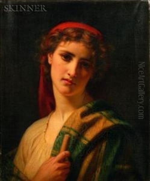 Portrait Of A Peasant Girl Oil Painting by Hugues Merle