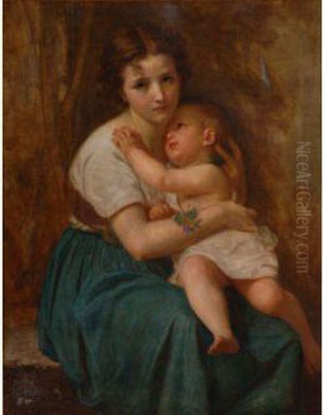 La Petite Soeur Oil Painting by Hugues Merle