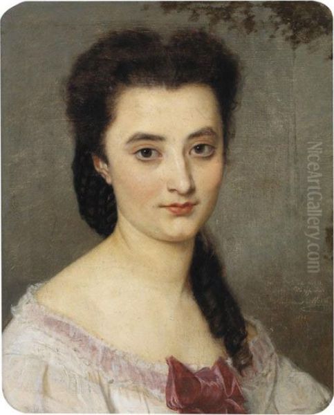 Portrait De Madame Marie Bessieres Oil Painting by Hugues Merle