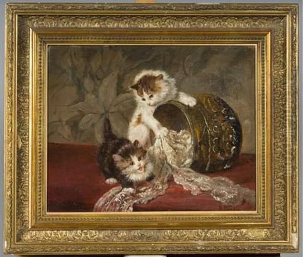 Chatons Jouant Oil Painting by Daniel Merlin