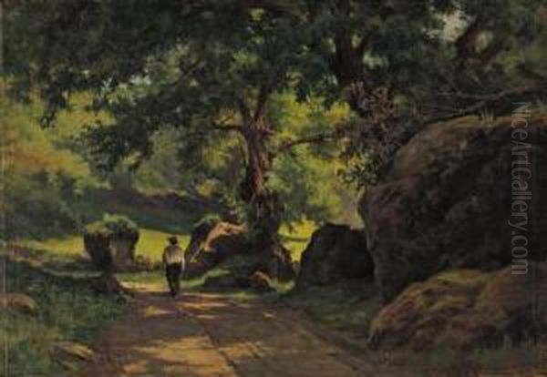 Stradina Tra Il Verde Oil Painting by Camillo Merlo