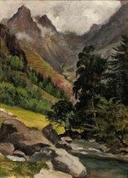 Paesaggio Montano Oil Painting by Camillo Merlo