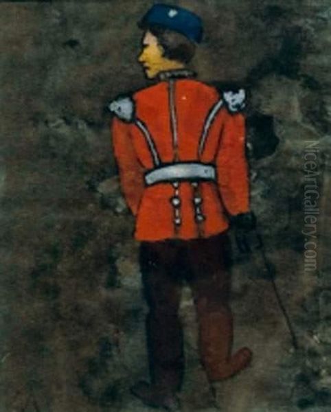 Militaire Oil Painting by Alexis Merodack-Jeanneau