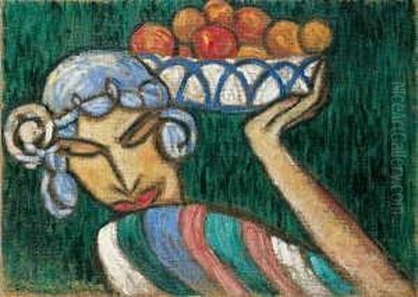 La Femme Au Plat D'oranges Oil Painting by Alexis Merodack-Jeanneau