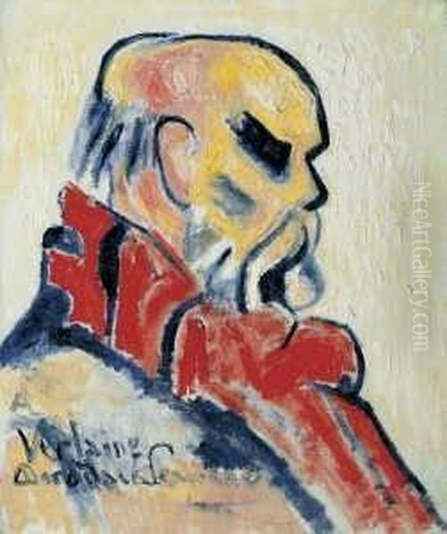 A Verlaine (portrait De Verlaine) Oil Painting by Alexis Merodack-Jeanneau