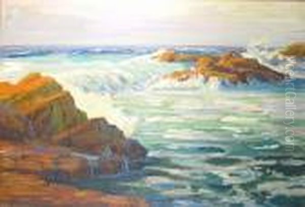 A Rocky Coastal Scene by James Arthur Merriam