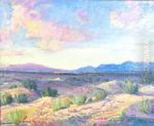 Clouds Over The Desert In Bloom Oil Painting by James Arthur Merriam