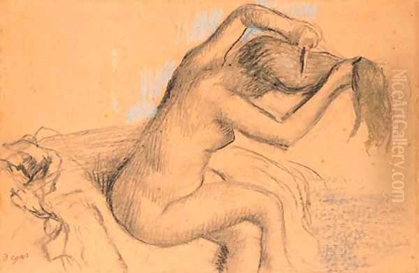 Femme nue se coiffant Oil Painting by Edgar Degas