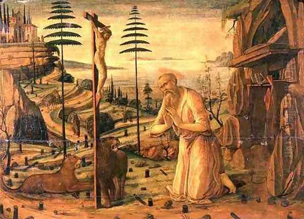 St. Jerome at Prayer, 1483 Oil Painting by Jacopo Del Sellaio