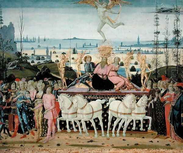 Triumph of Love, inspired by Triumphs by Petrarch 1304-74 Oil Painting by Jacopo Del Sellaio