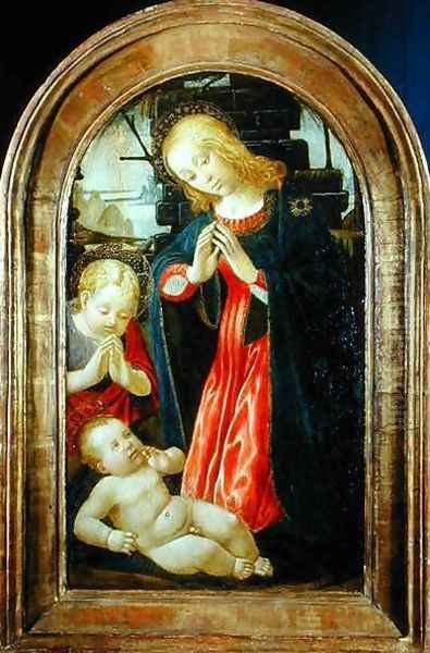 Madonna and Child with the infant St. John the Baptist Oil Painting by Jacopo Del Sellaio