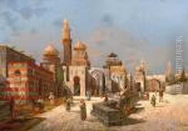 An Oriental City Oil Painting by Charles Mertens