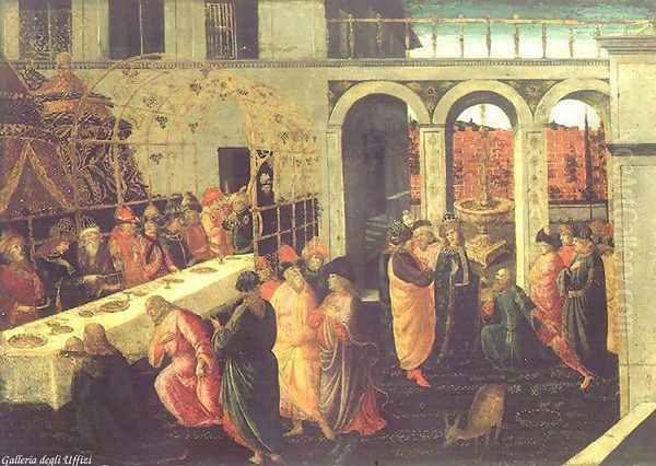 The Banquet of Ahasuerus Oil Painting by Jacopo Del Sellaio