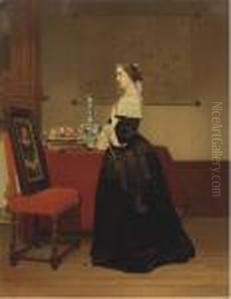 Le Portrait: The Absent Lover Oil Painting by Johannes Cornelis Mertz