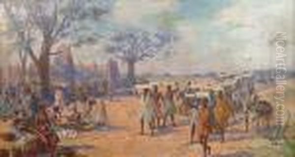 La Caravane De Sel Oil Painting by Paul Merwart