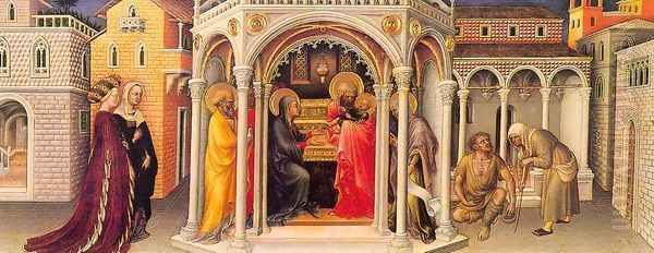 The Presentation in the Temple, from the predella of the altarpiece in the Stozzi Chapel at the Church of Santa Trinità in Florence 1423 Oil Painting by Gentile Da Fabriano