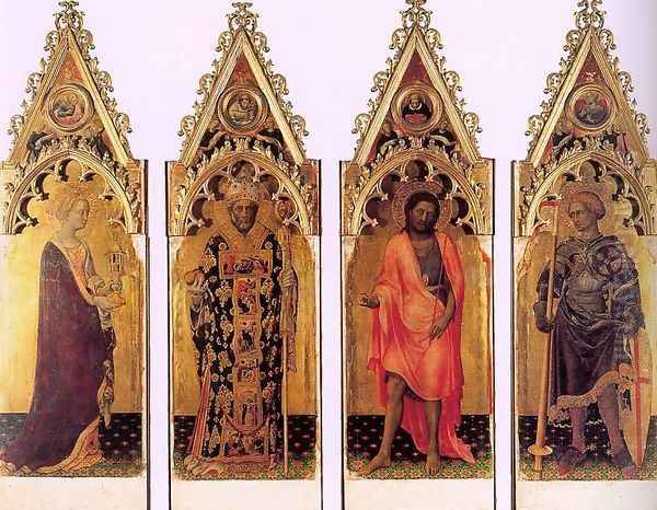 Four Saints of the Quaratesi Polyptych 1425 Oil Painting by Gentile Da Fabriano