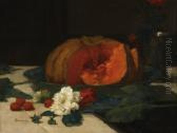 Stilleven Met Pompoen In Een Groene Schaal Oil Painting by Sientje Mesdag Van Houten