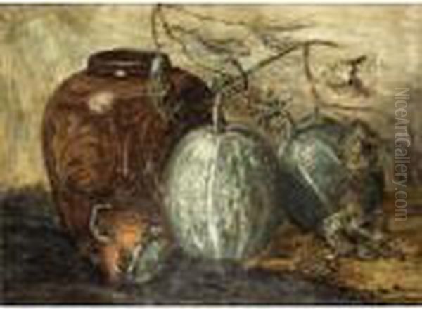 A Still Life With Melons Oil Painting by Sientje Mesdag Van Houten