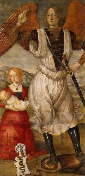 Archangel St Michael 1480 Oil Painting by Bartolomeo Della Gatta