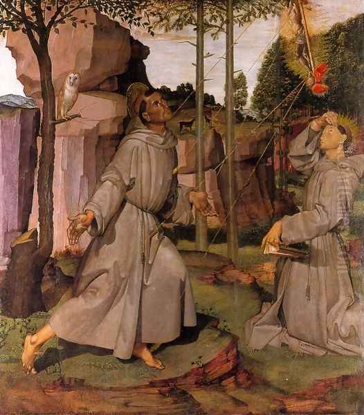 Stigmata of St Francis c. 1487 Oil Painting by Bartolomeo Della Gatta