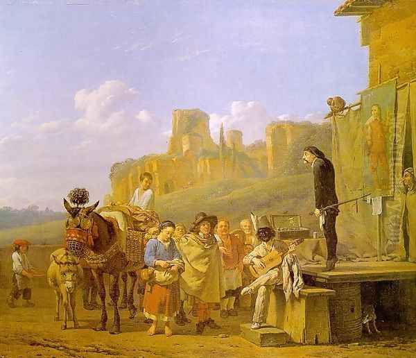 A Party of Charlatans in an Italian Landscape 1657 Oil Painting by Karel Dujardin