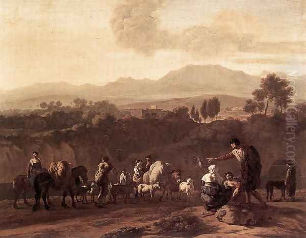 Landscape in the Roman Campagna 1675 Oil Painting by Karel Dujardin