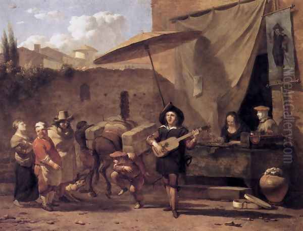 Italian Comedians 1657 Oil Painting by Karel Dujardin