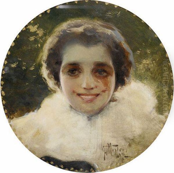 Una Joven Sonriente. Oil Painting by Felix Mestres Borrell