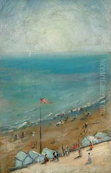 Vue Panoramique Sur La Plage Oil Painting by Willard Leroy Metcalf