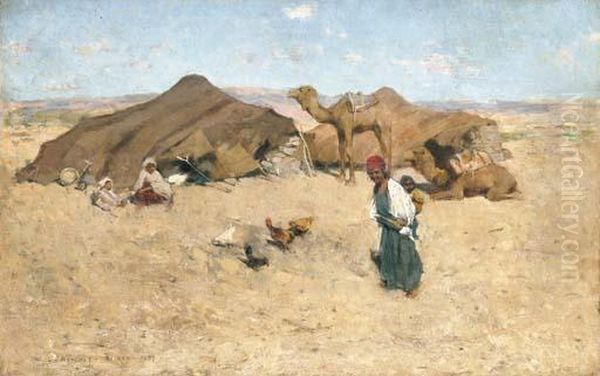 Arab Encampment, Biskra Oil Painting by Willard Leroy Metcalf