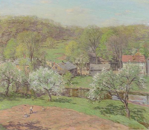 Village In Late Spring Oil Painting by Willard Leroy Metcalf