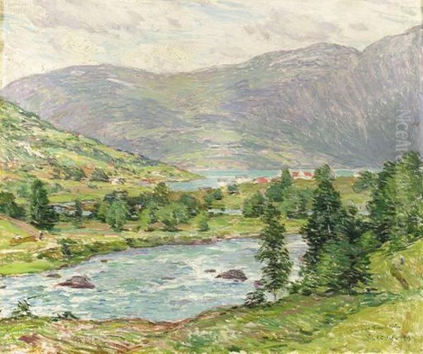 Mountain Lakes Oil Painting by Willard Leroy Metcalf