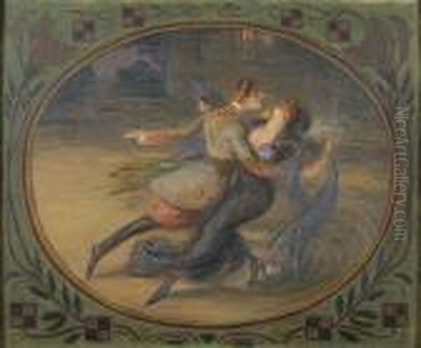 Couple De Danseurs. Oil Painting by Lucien Marie F. Metivet