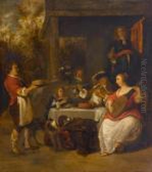 Festive Company Oil Painting by Gabriel Metsu