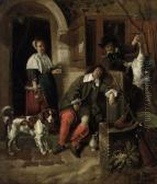 The Sleeping Sportsman Oil Painting by Gabriel Metsu