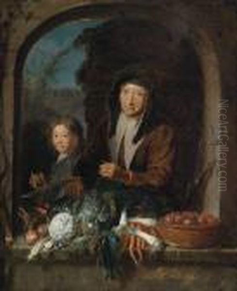 Die Gemuseverkauferin Oil Painting by Gabriel Metsu