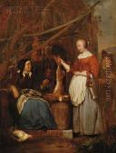 The Game Seller Oil Painting by Gabriel Metsu