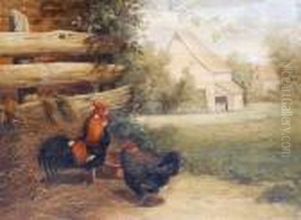 Farmyard Scene With Chickens Oil Painting by Gabriel Metsu